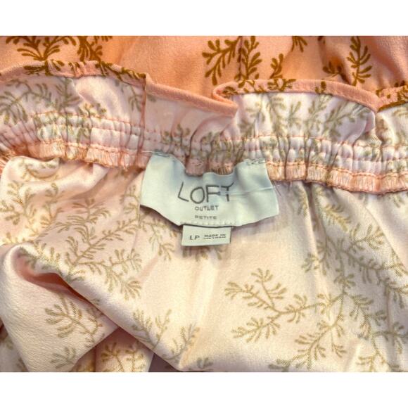 LOFT Outlet Women's Salmon Floral Frill Strap Wide Leg Jumpsuit Petite LP - Picture 6 of 6